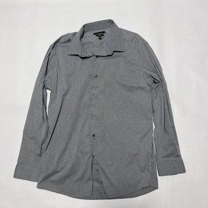 Apt.9 Stretch Slim Fit Dress Shirt Gray w/Star print 17.5